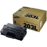 Samsung MLT-D203L original black toner cartridge with packaging, designed for high-quality printing.